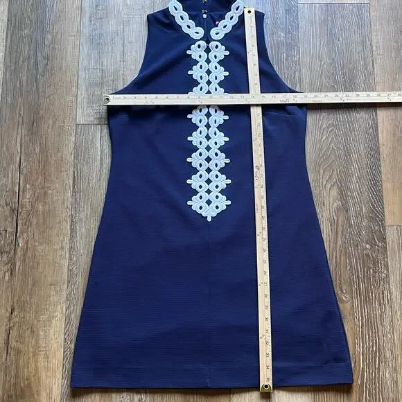 Lilly Pulitzer Callista Shift Dress High Collar True Navy L Coastal Preppy EUC! - Picture 9 of 9